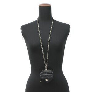 CHANEL Matelasse Heart ChainCoin purse Lambskin Black